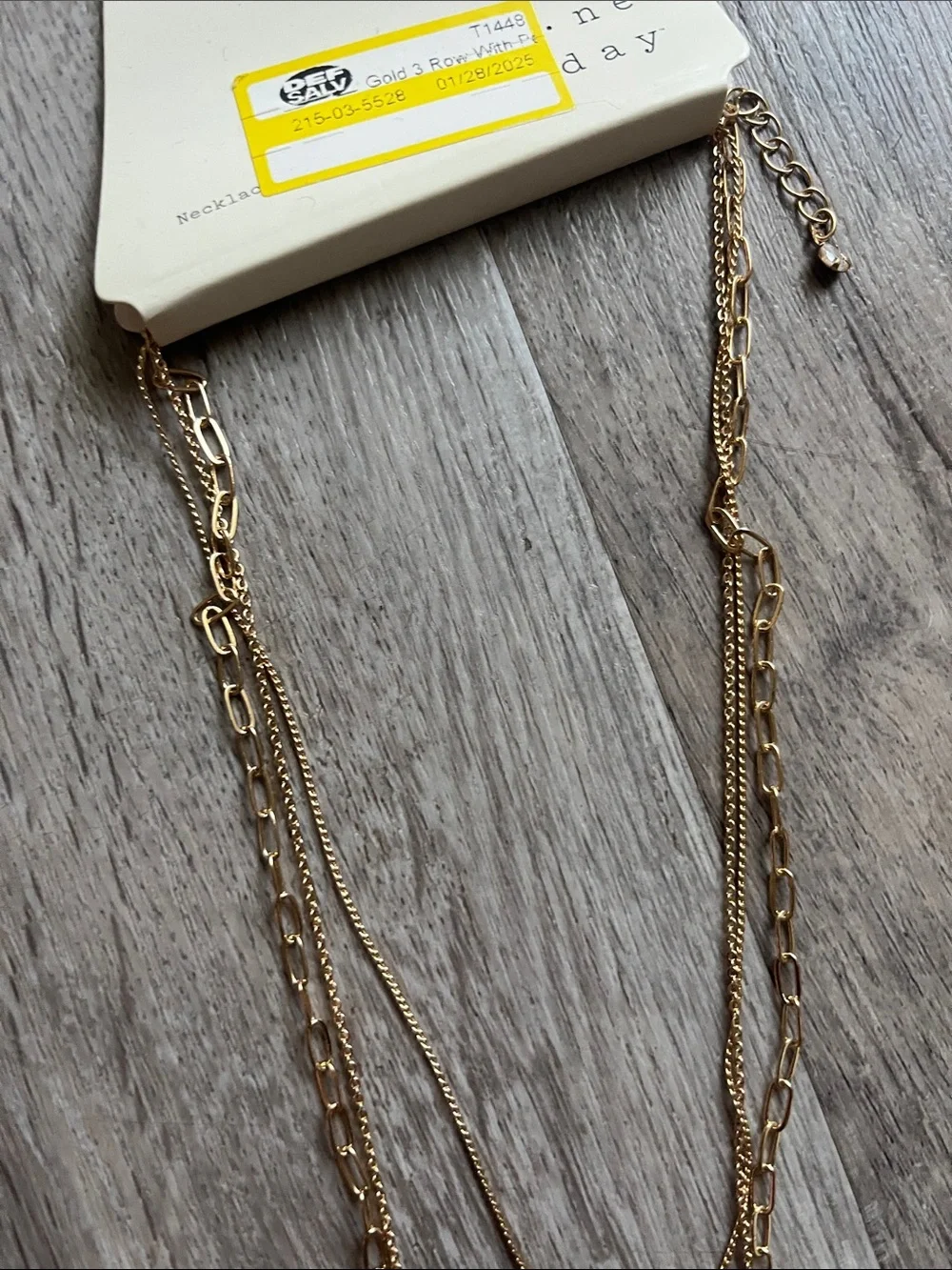a new day Gold-Tone 3 Layered Necklace with Pearl and gold Charms